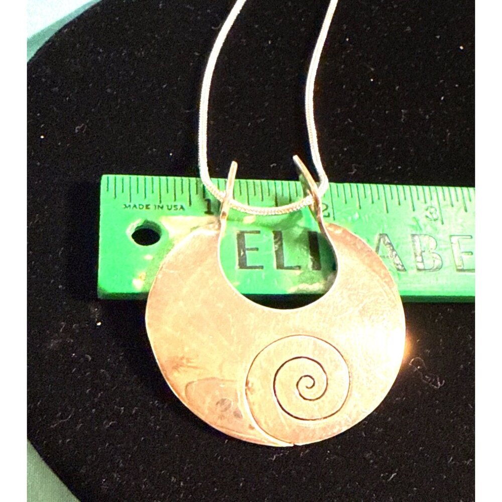 Vintage Dominique Dinouart 925 Sterling Silver Spiral Pendant Designer Necklace - Picture 5 of 13